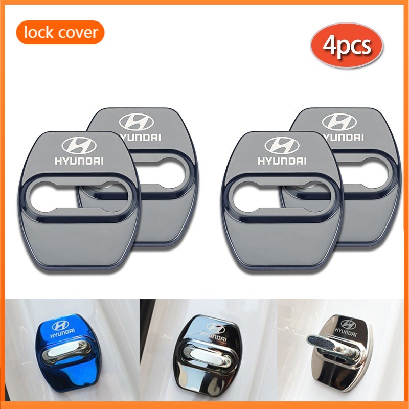 Bộ 4 Vỏ Bảo Vệ Khóa Cửa Xe Hơi Hyundai Elantra i10 i30 Ioniq Atos Getz Bằng Thép Không Gỉ