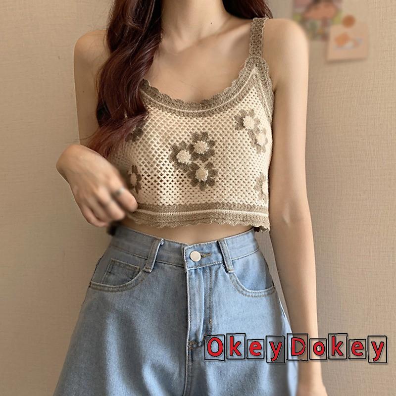 Áo Hai Dây Dệt Kim Thêu Hoa Thời Trang Cho Nữ