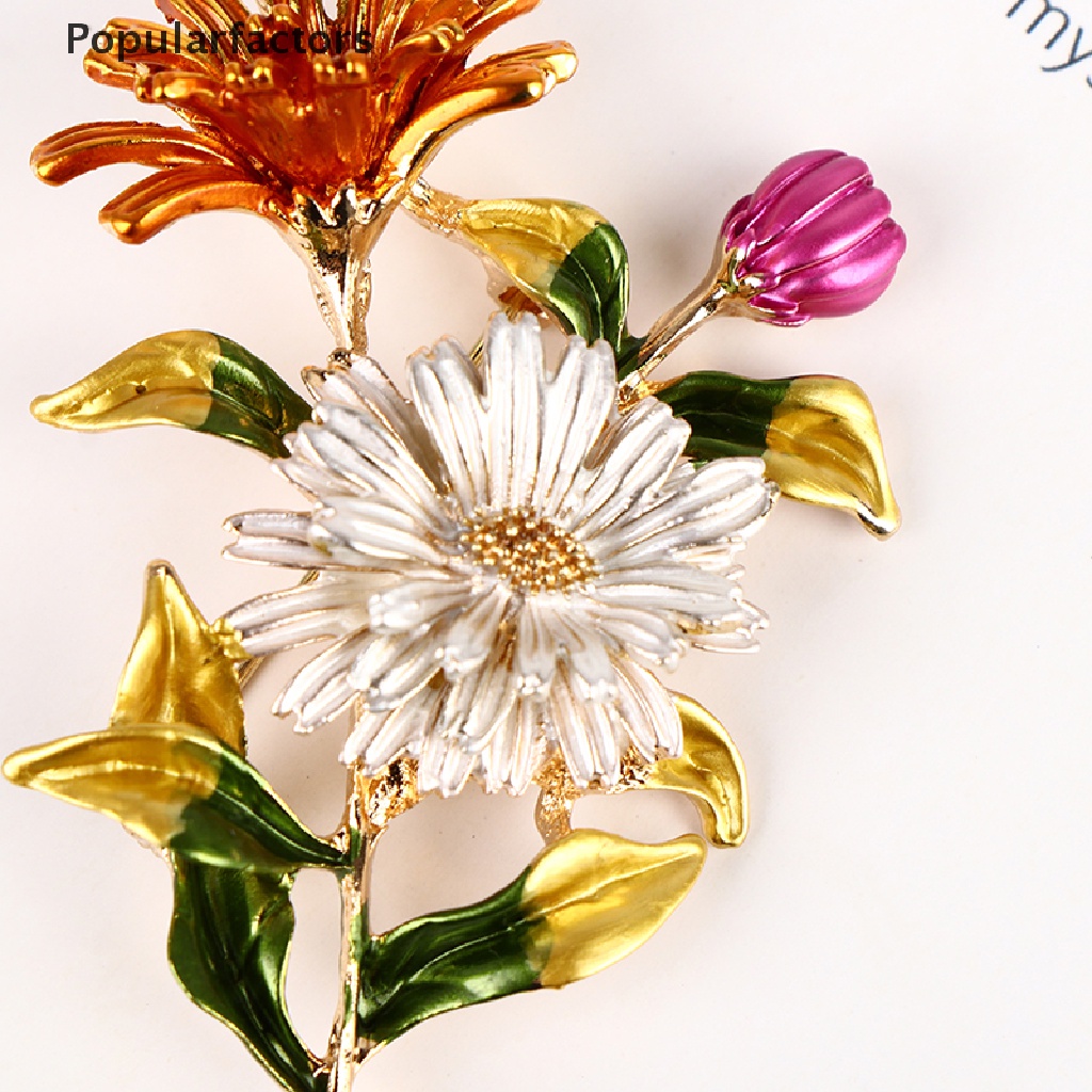 Ghim cài áo kim loại tráng men thiết kế bông hoa sang trọng thời trang