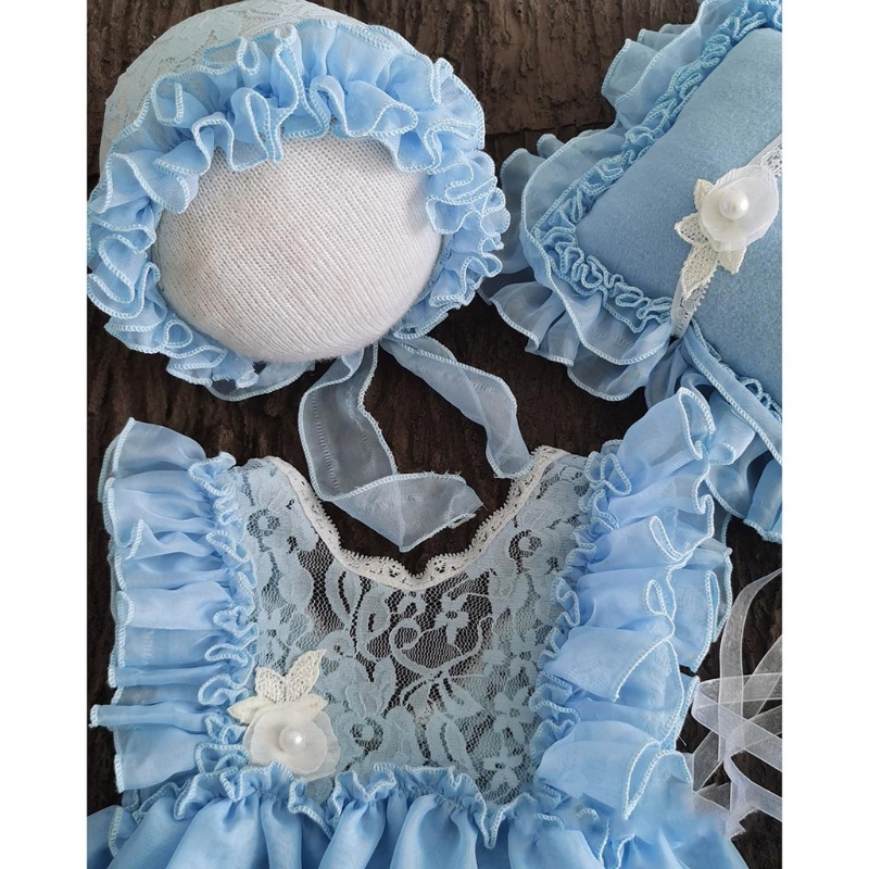 Bộ Trang Phục 5 Món Gồm Nón + Gối + Áo liền quần + Băng Đô Chụp Ảnh Cho Bé Sơ Sinh