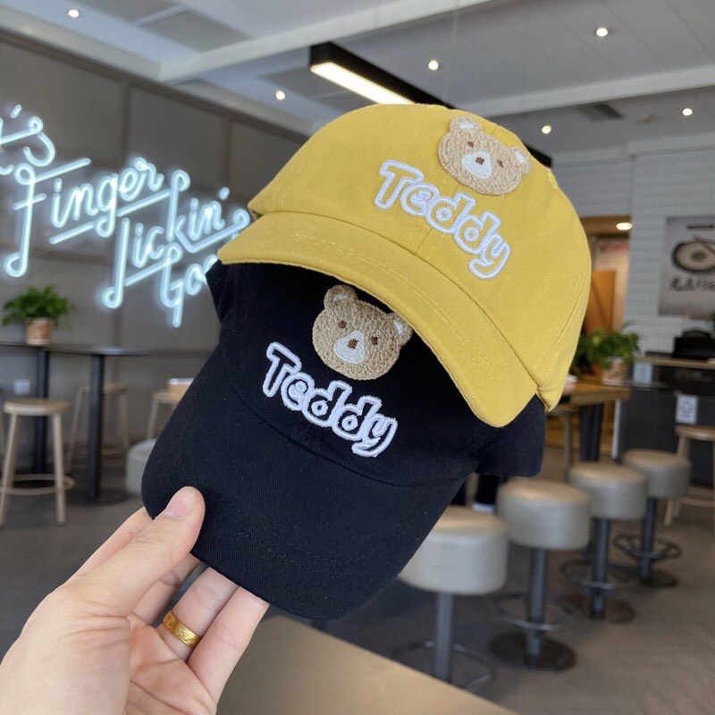MŨ LƯỠI TRAI CHO BÉ THÊU HÌNH GẤU TEDDY DỄ THƯƠNG CHO BÉ 1-3T