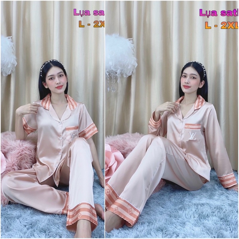 Mi Cần Thơ, size L<55kg💥 Bộ PIJAMA LỤA SATIN PHỐI, có túi quần