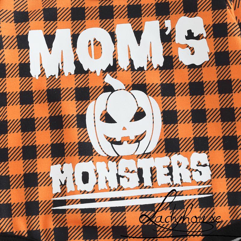 Bộ Áo Liền Quần Tay Dài Cổ Thuyền In Họa Tiết Halloween Dành Cho Bé