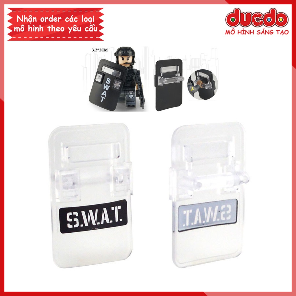 Combo 2 Lá chắn khiên chống bạo động SWAT trong suốt - Đồ chơi Lắp ghép Xếp hình Mini Minifigures lính Army WW2 JT006