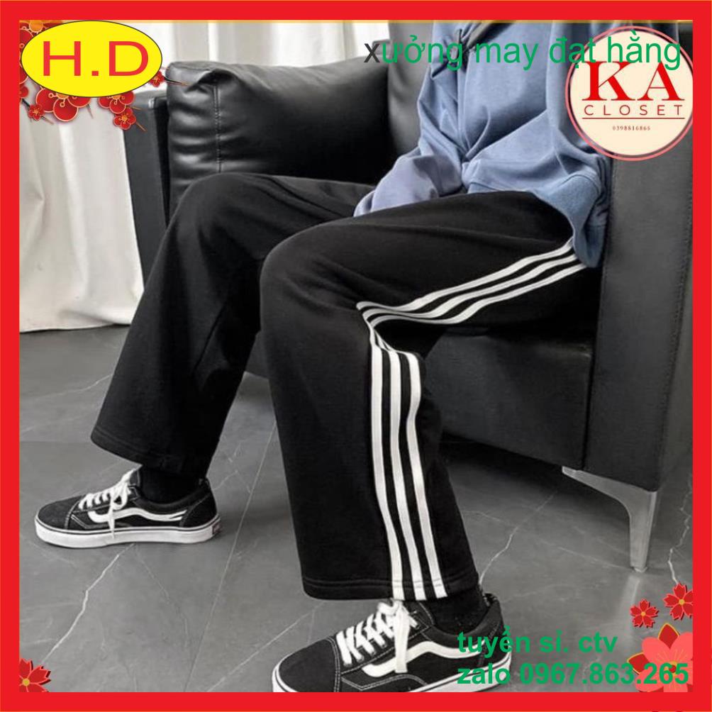 Quần thể thao 3 sọc dài ❤️FREE SHIP❤️ Quần ống rộng Siêu rẻ vải sạn tàu hot