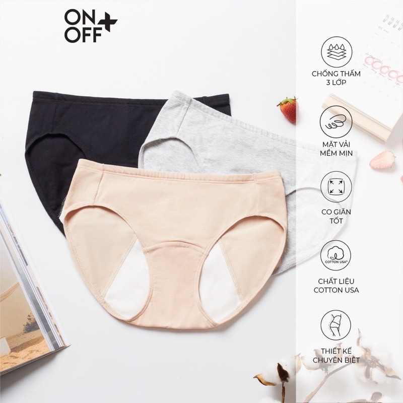 Quần lót nguyệt san dòng mỏng daily ONOFF, chống thấm chống tràn, 3 màu đủ size, dành cho kì kinh nguyệt phụ nữ