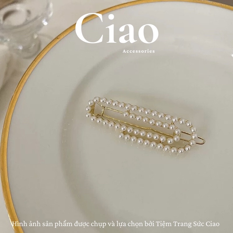 [BEAUTY] Kẹp tóc kim loại nhỏ thiết kế đính hạt ngọc đơn giản xinh xắn phong cách nữ tính Livi Ciao