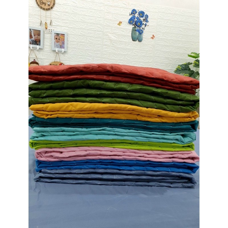 Sét chăn ga gối 5 món cotton poly kẻ 3F đơn giản, sang trọng.