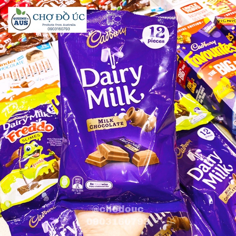 🍫Chocolate sữa Cadbury Dairy Milk gói 12 thanh - nhập Úc 🇦🇺