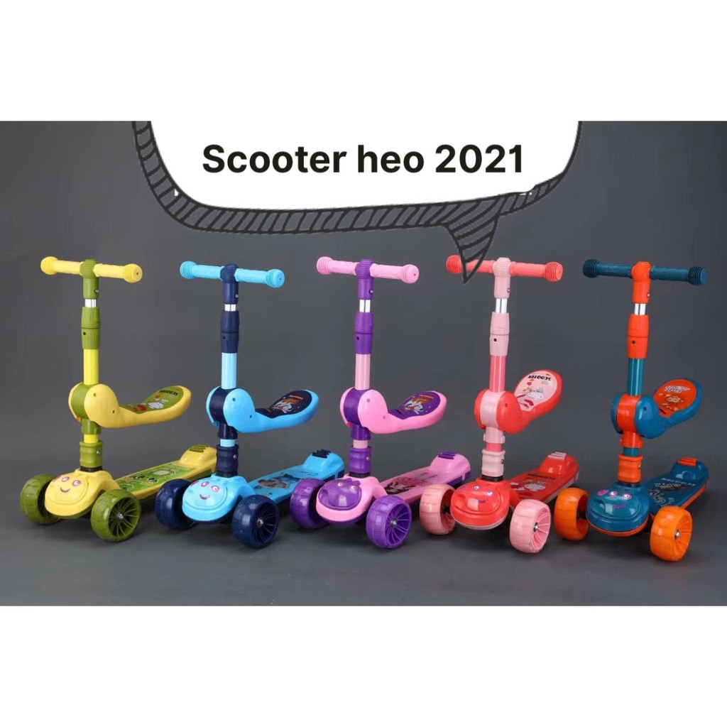 XSH - Xe trượt Scooter hình heo peppa có đèn 3 bánh và nhạc