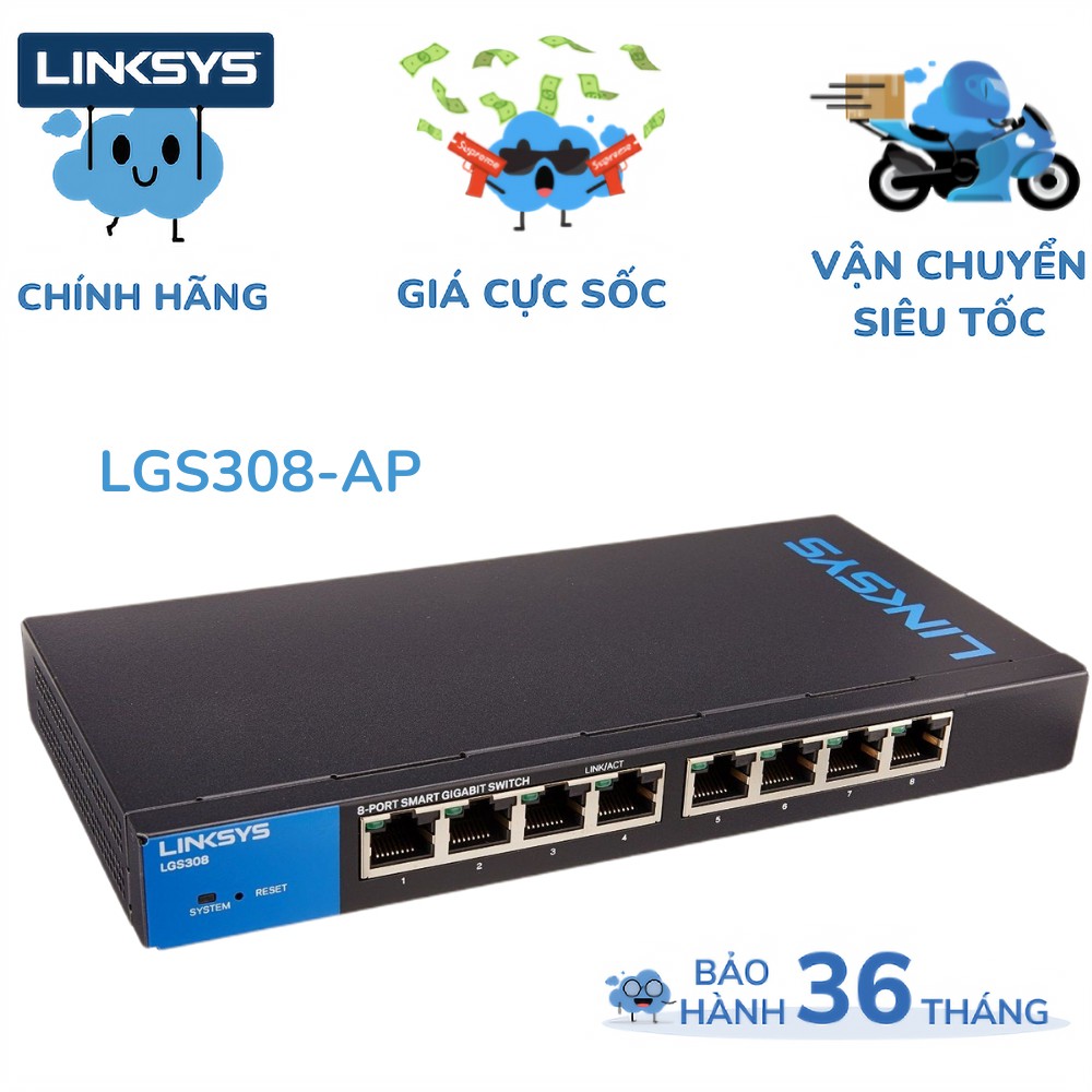 Thiết bị chia mạng LINKSYS LGS308 smart 8-port business gigabit switch