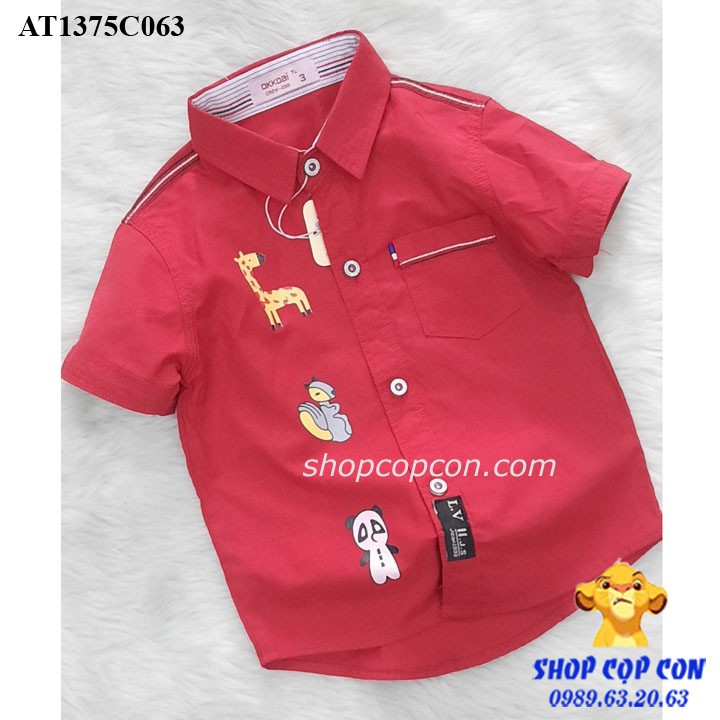 Áo sơ mi hình thú cho bé trai từ 9 đến 26kg