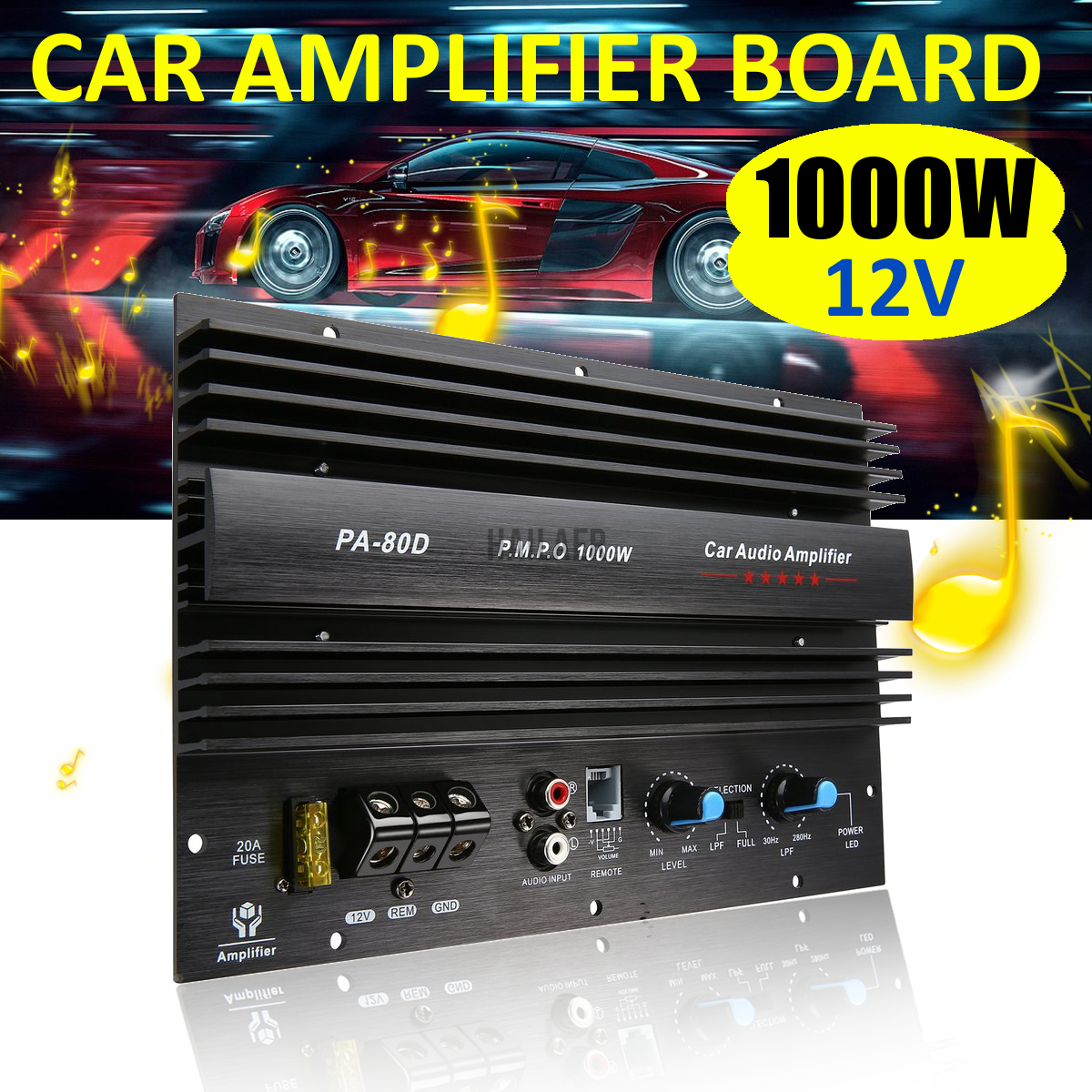 12V 1000W Car Audio High Power Amplifier Amp Board Powerful Subwoofer Bass Amp