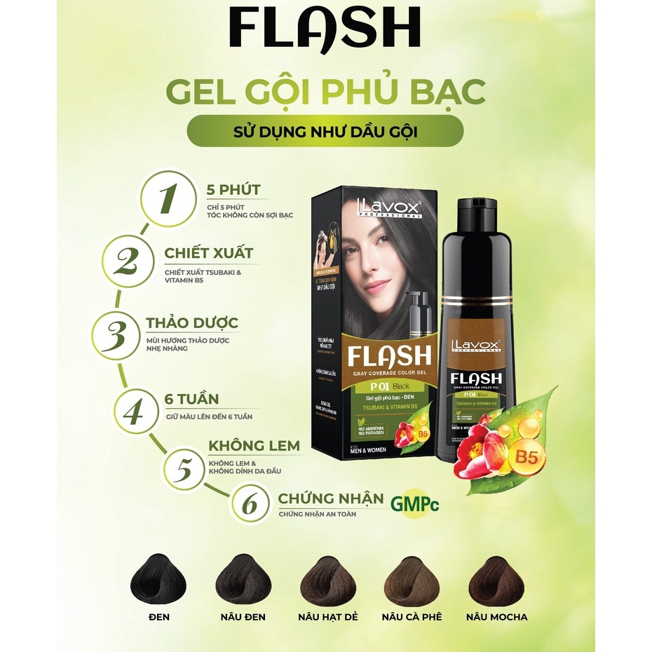 Gel Gội Phủ Bạc Tsubaki & Vitamin B5 Flash