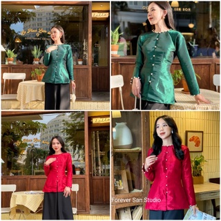Áo bà ba xanh lá , đỏ đô