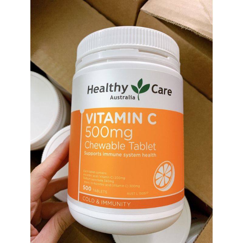 Viên Nhai Vitamin C Heathy Care 500mg, Viên Tăng Cường Sức Đề Kháng 500 Viên