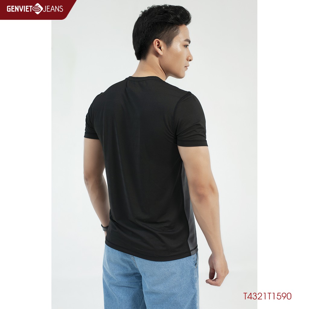 Áo Thun Cộc Tay Nam Genviet Cổ Tròn Kẻ Ngang T4321T1590