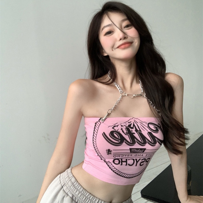 Áo Ống Phối Dây Xích Thời Trang Mùa Hè Quyến Rũ Dành Cho Nữ