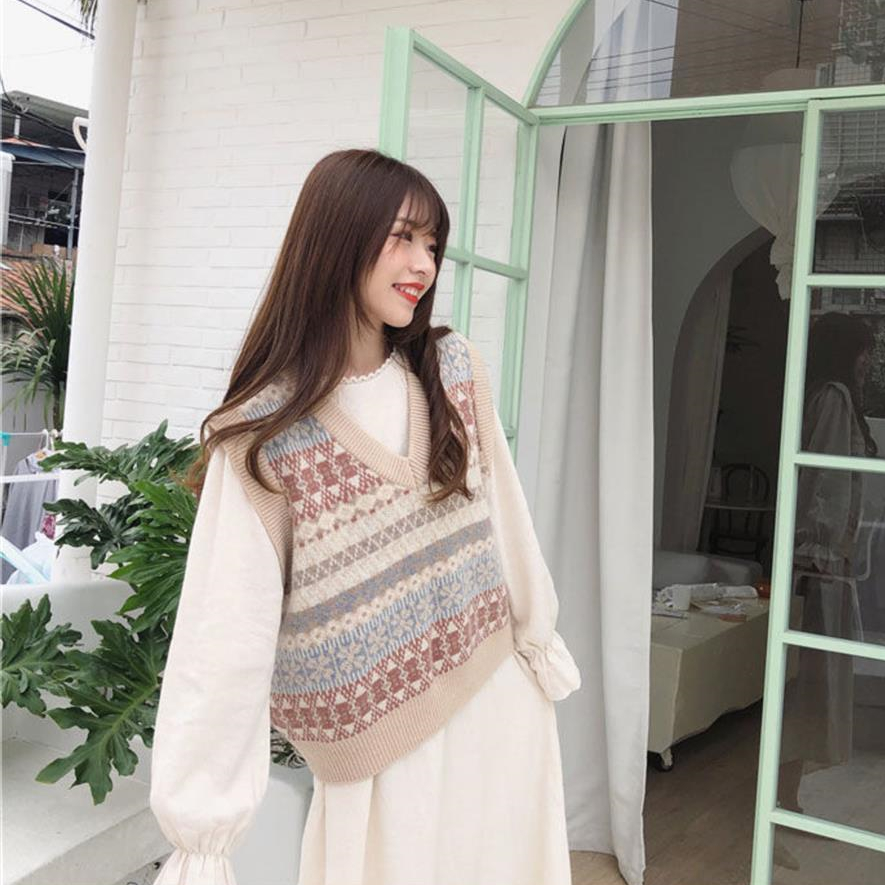 Áo Len Không Tay Họa Tiết Ca Rô Phong Cách Hàn Quốc Dành Cho Nữ | BigBuy360 - bigbuy360.vn