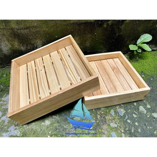 [30cm] Khay vuông sushi sashimi gỗ khay gỗ trang trí món ăn nhà hàng Nhật gỗ Thông tự nhiên