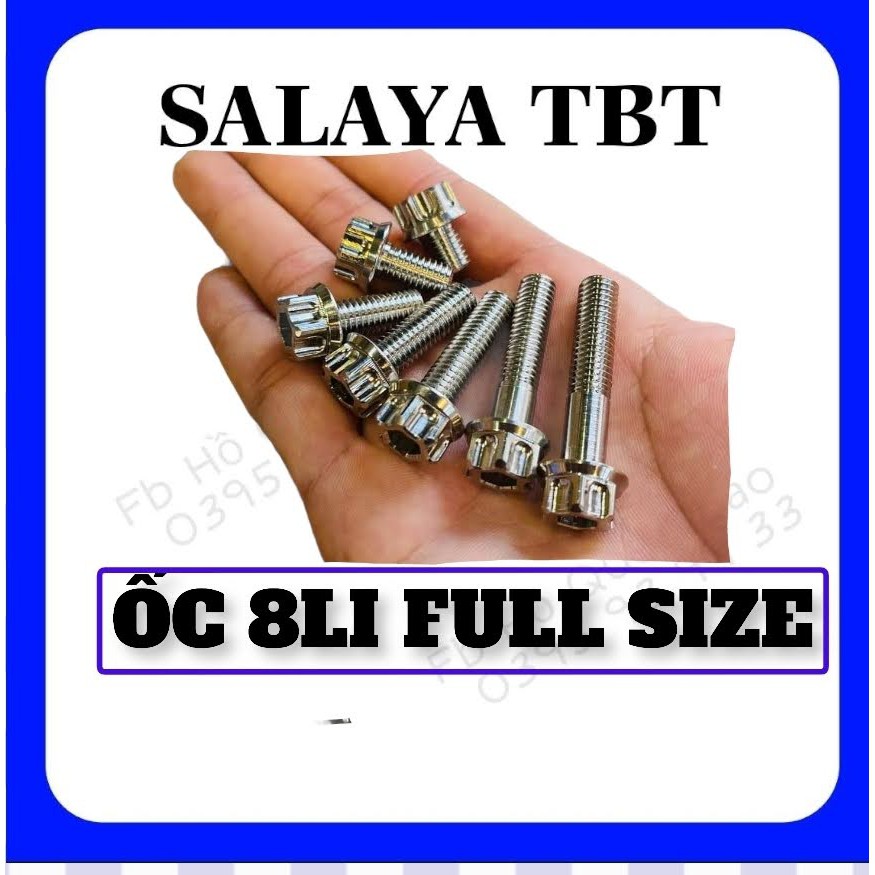 Ốc Salaya TBT 8li Full Size CNC Chuẩn Inox 304 Gắn Được Nhiều Vị Trí Trên Xe.