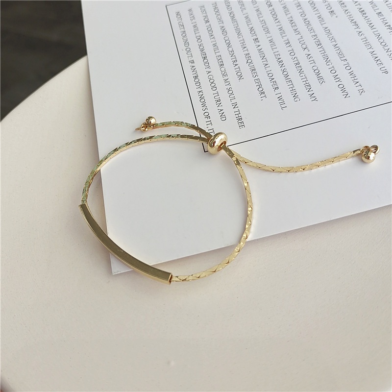 Vòng Tay Dây Xích Màu Vàng / Bạc Đơn Giản Thời Trang Hàn Quốc Có Thể Điều Chỉnh Cho Nữ