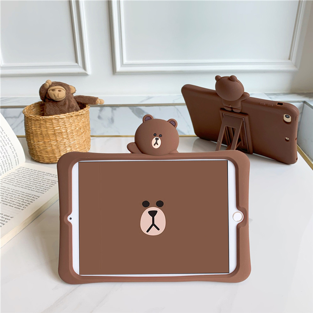 SHINE iPad  PC Silicone Case Cute Bear Cover with Stand Anti-fall Tablet Case For iPad  4/5/6/Air 2/Pro/7