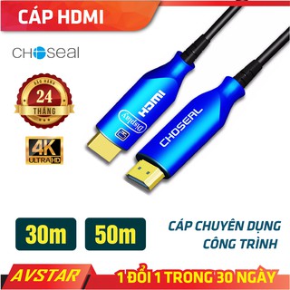 Dây Cáp HDMI Choseal 2.0/4K Cao Cấp Truyền Dữ Liệu Tốc Độ Cao Loại Tròn Dài 30m, 50m Cho Công Trình Bảo Hành 6 Tháng