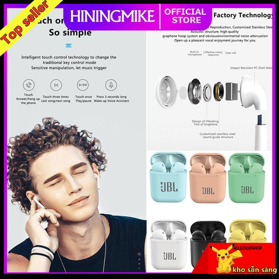 JBL Tai nghe bluetooth không dây ipod i12 TWS gaming nhét tai, tai phone blutooth Inpods i12 thể thao giá rẻ