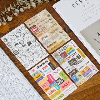 Bộ 6 tấm sticker trang trí vintage