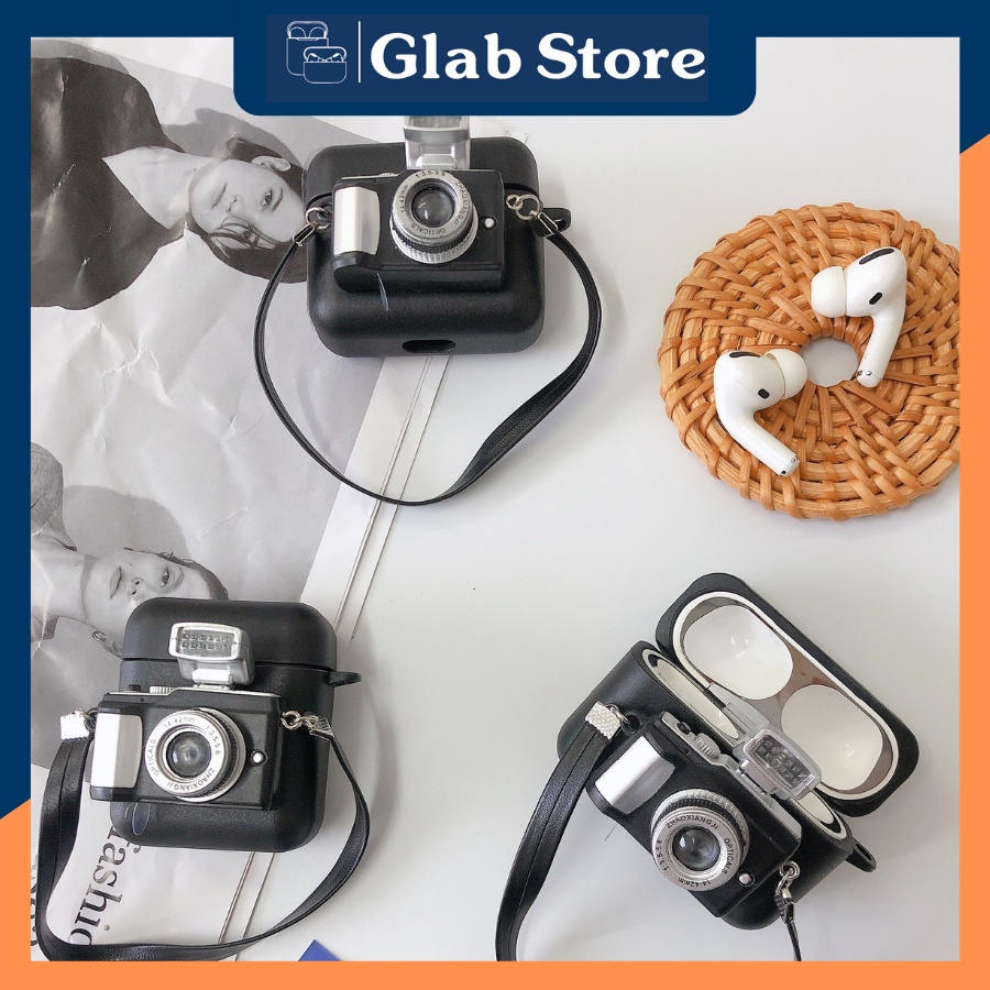 Case Airpod 1 2 3 Pro Vỏ Ốp Bọc Tai Nghe AirpodS 1/2/Pro Hình Máy Ảnh Có Đèn Nháy Chất Liệu Silicon Dẻo