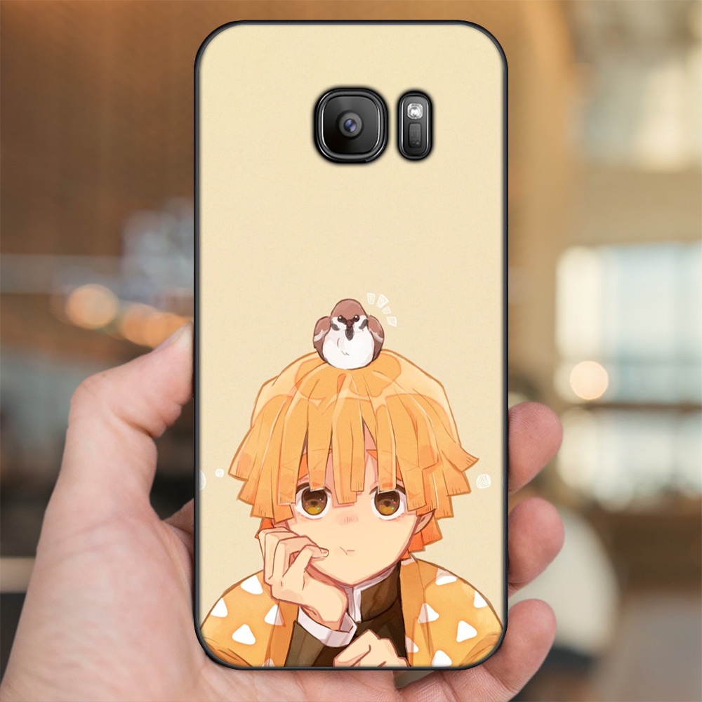 Ốp lưng Samsung S6, S6 Edge, S6 Edge Plus, S7, S7 Edge viền đen in hình Zenitsu Kimetsu no Yaiba