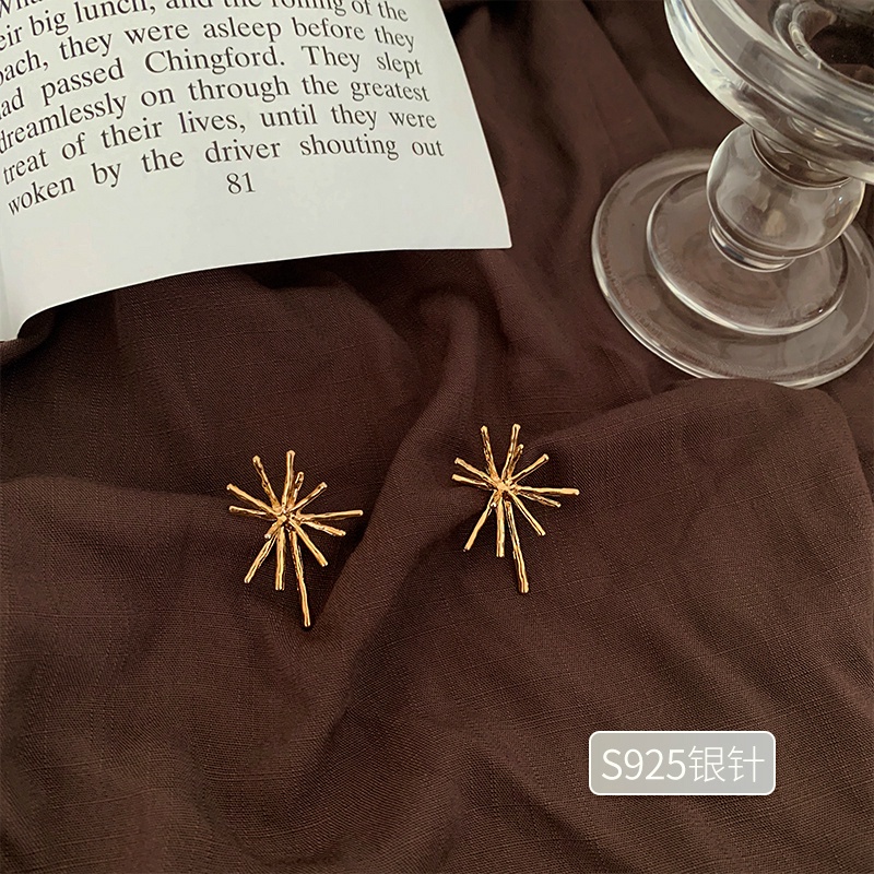 Bông tai kim loại hình học đơn giản phong cách retro Hàn Quốc