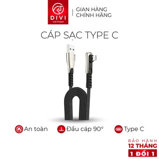 Dây cáp sạc nhanh – DIVI P453 – Sạc nhanh 5A – Đầu cáp vuông góc chống gãy – Hàng chính hãng – Bảo hành 12 tháng 1 đổi 1