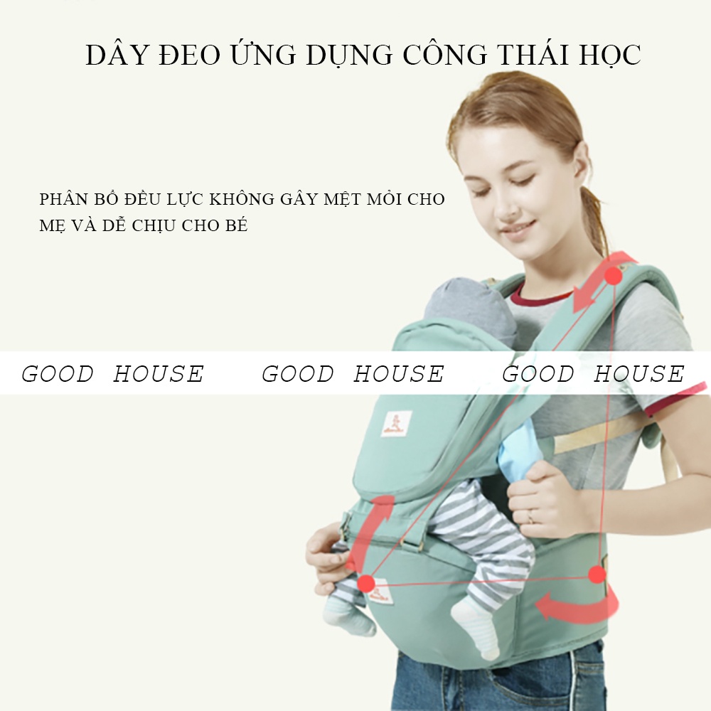 Địu em bé cao cấp thoáng khí 12 tư thế sử dụng suốt 4 mùa, thích cho bé từ 3-36 tháng tuổi