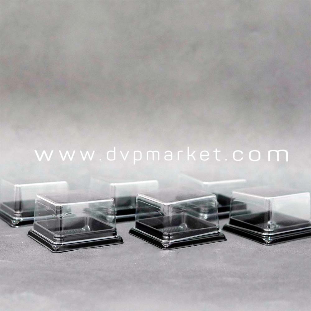 Hộp nhựa vuông đế đen - vàng cao cấp 75g (XY65S) và 125g (XY80S)
