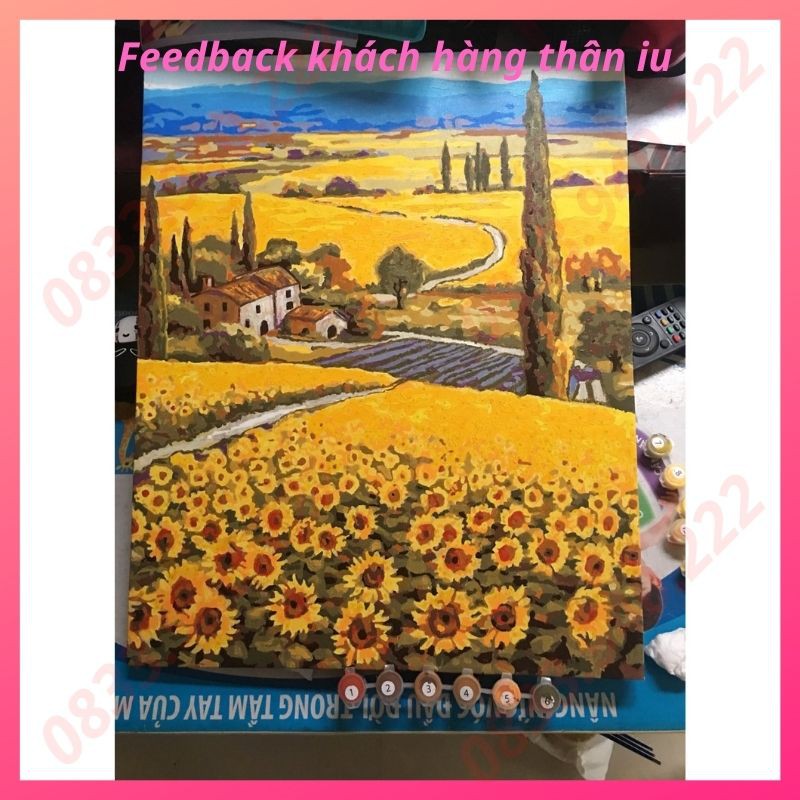 Tranh sơn dầu số hóa tranh phong cảnh - Kích thước 50x65cm đã căng khung