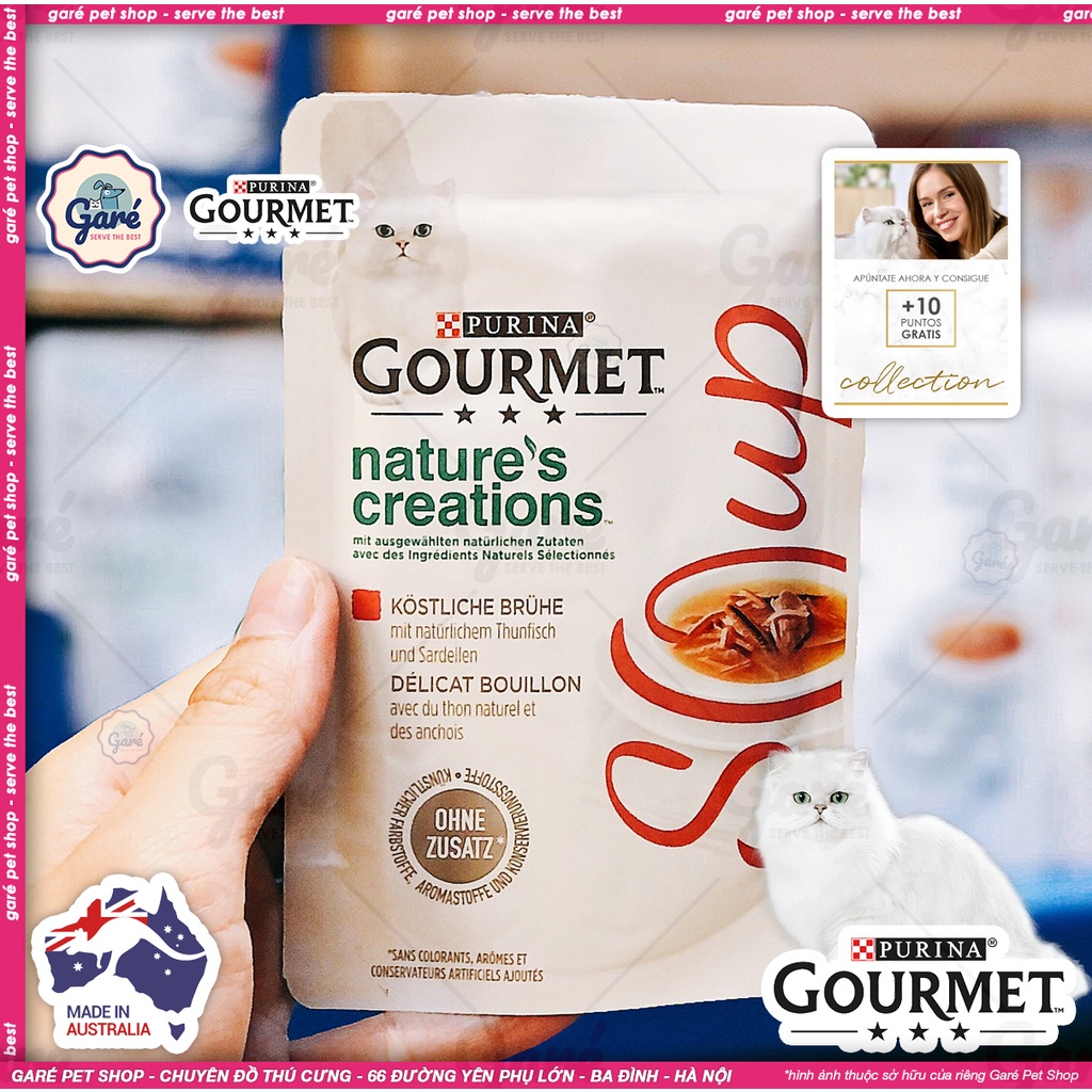 Pate Đức cho Mèo Gourmet Purina Gà, Tôm, Cá Ngừ, Cá Cơm - Savings package Gourmet Soup