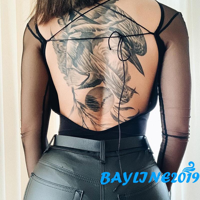 Áo Liền Quần Tay Dài Màu Trơn Phối Lưới Hở Lưng Quyến Rũ Dành Cho Nữ