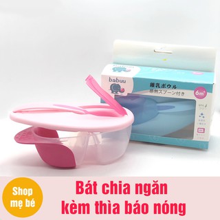 Bát ăn dặm chia ngăn kèm thìa báo nóng cho bé Babuu