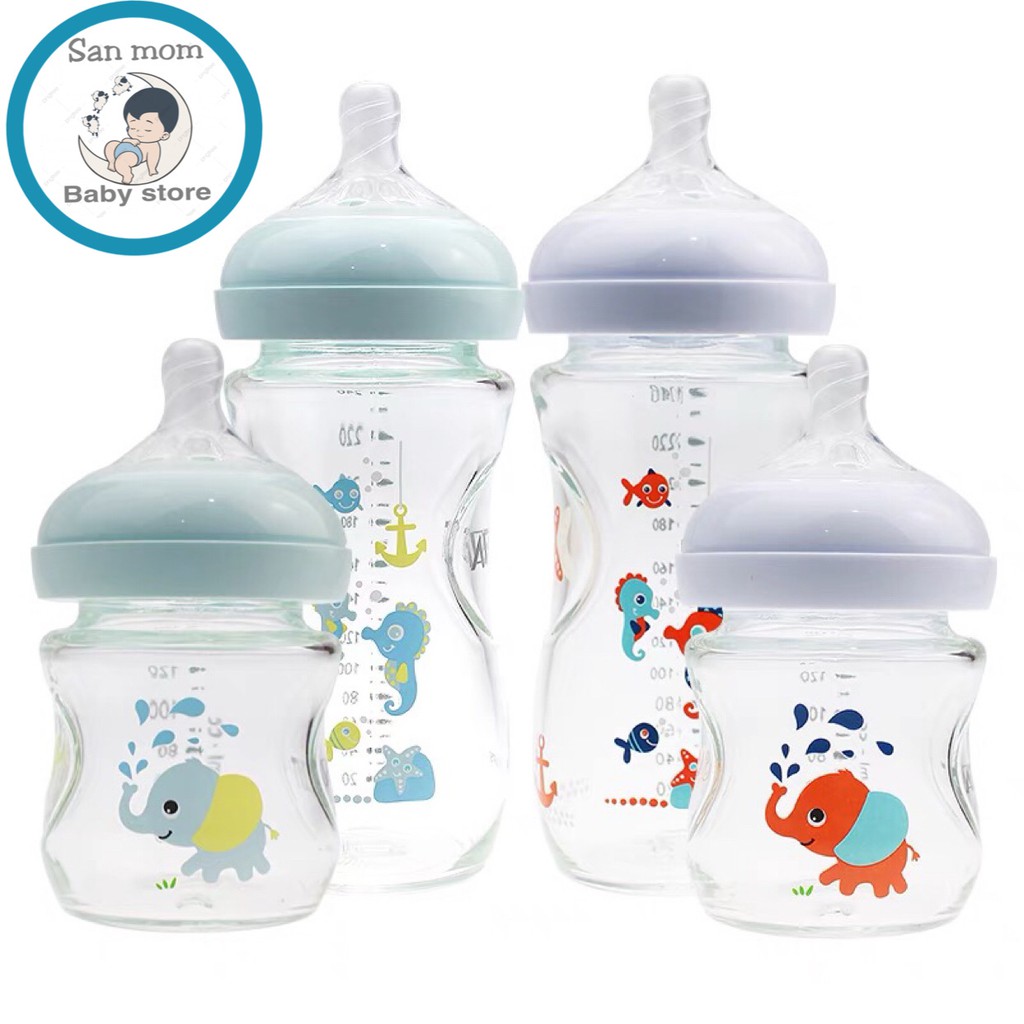 Bình Avent Thủy Tinh 240ml Và 120ml, Họa Tiết Vẽ Tay, Cho Đổi Size Núm, Nhập Khẩu Pháp Cho Bé Sơ Sinh Đến 15 Tháng Tuổi