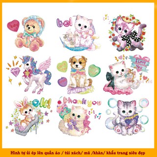 Combo Hình Ủi, Phôi Miếng Dán Quần Áo Họa Tiết Mèo Cute Dễ Thương