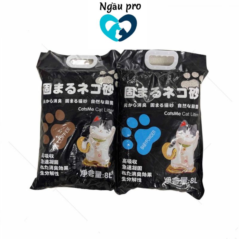 Cát mèo Nhật đen , Cát vệ sinh đất sét nhật cho mèo cats me litter gói 8L