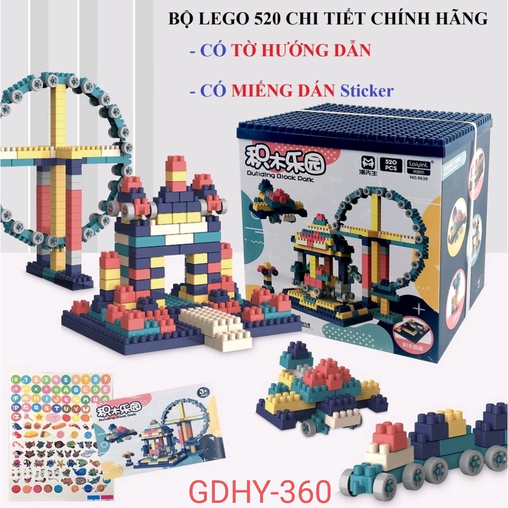 Bộ lego 520 chi tiết cho bé , bộ đồ chơi càng chơi càng thông minh phát triển tư duy sáng tao.
