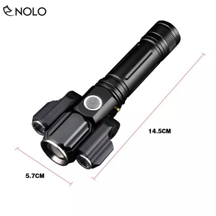 Bộ Đèn Pin Sạc 3 Mắt Xoay 300 Độ DGD01 Quang Thông 15000 Lumens Tầm Chiếu Xa Tối Đa 500m Chống Nước Chuẩn IPX6