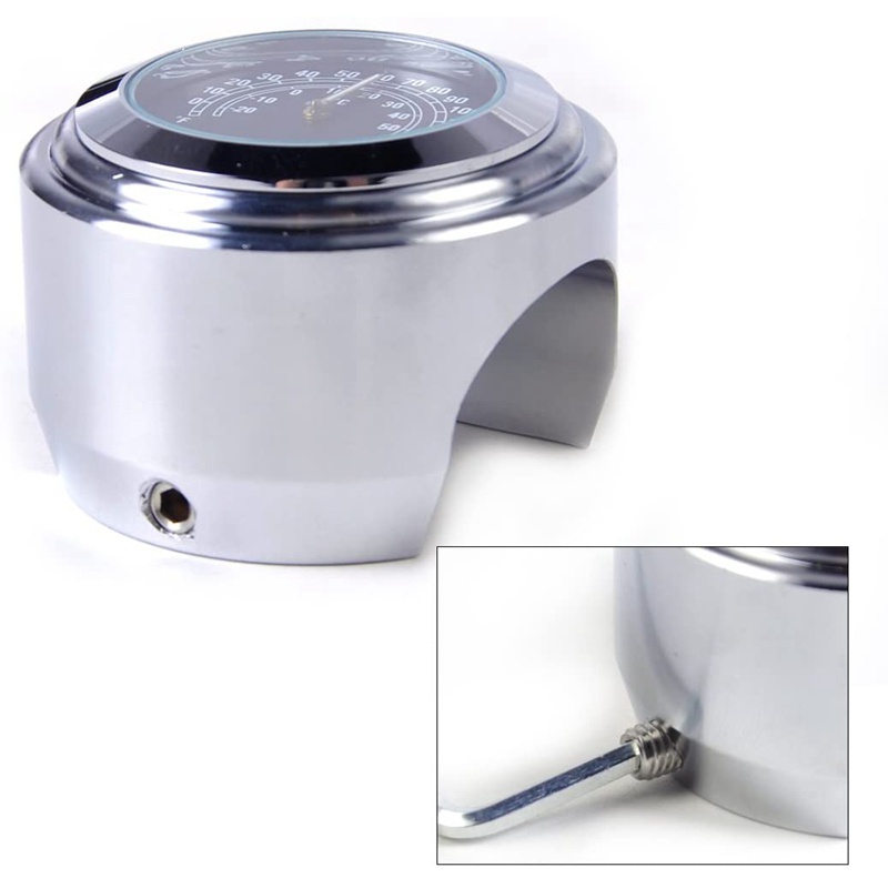 Set 2 Đồng Hồ Nhiệt Kế 7 / 8Inch Bằng Nhôm Chống Thấm Nước Gắn Tay Lái Xe Máy
