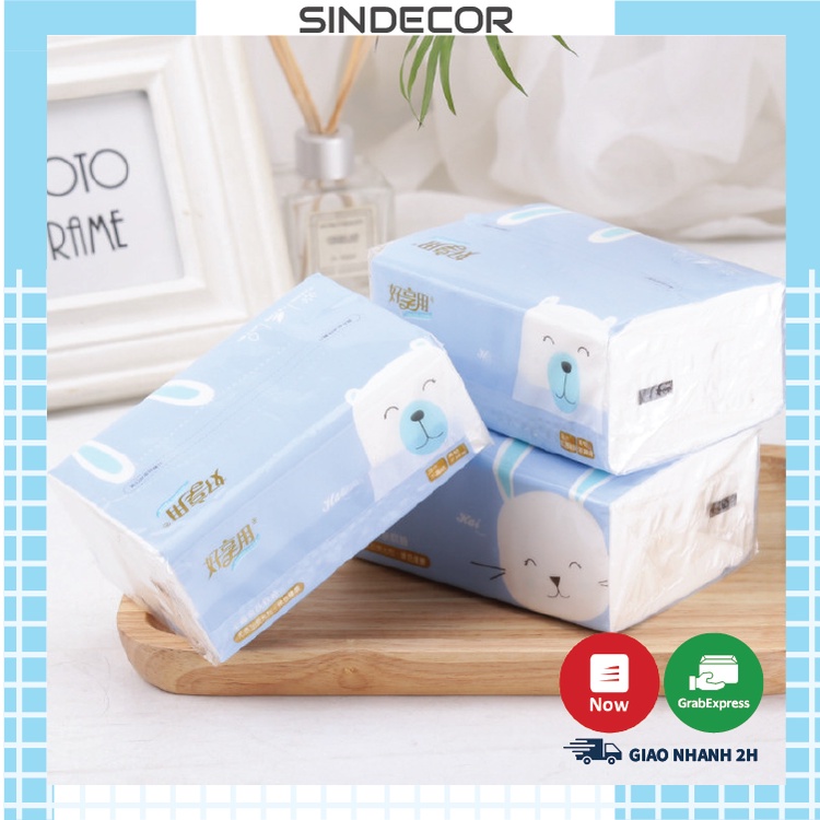 Giấy ăn thỏ con, giấy ăn gấu trắng dễ thương, khăn giấy ăn cao cấp siêu dai sindecor