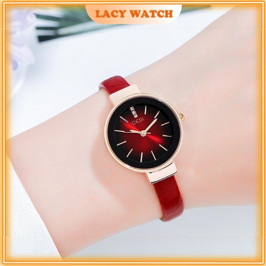 Đồng hồ nữ đeo tay chính hãng dây da chống nước mặt nhỏ đẹp LaCy Watch DHVGE0007