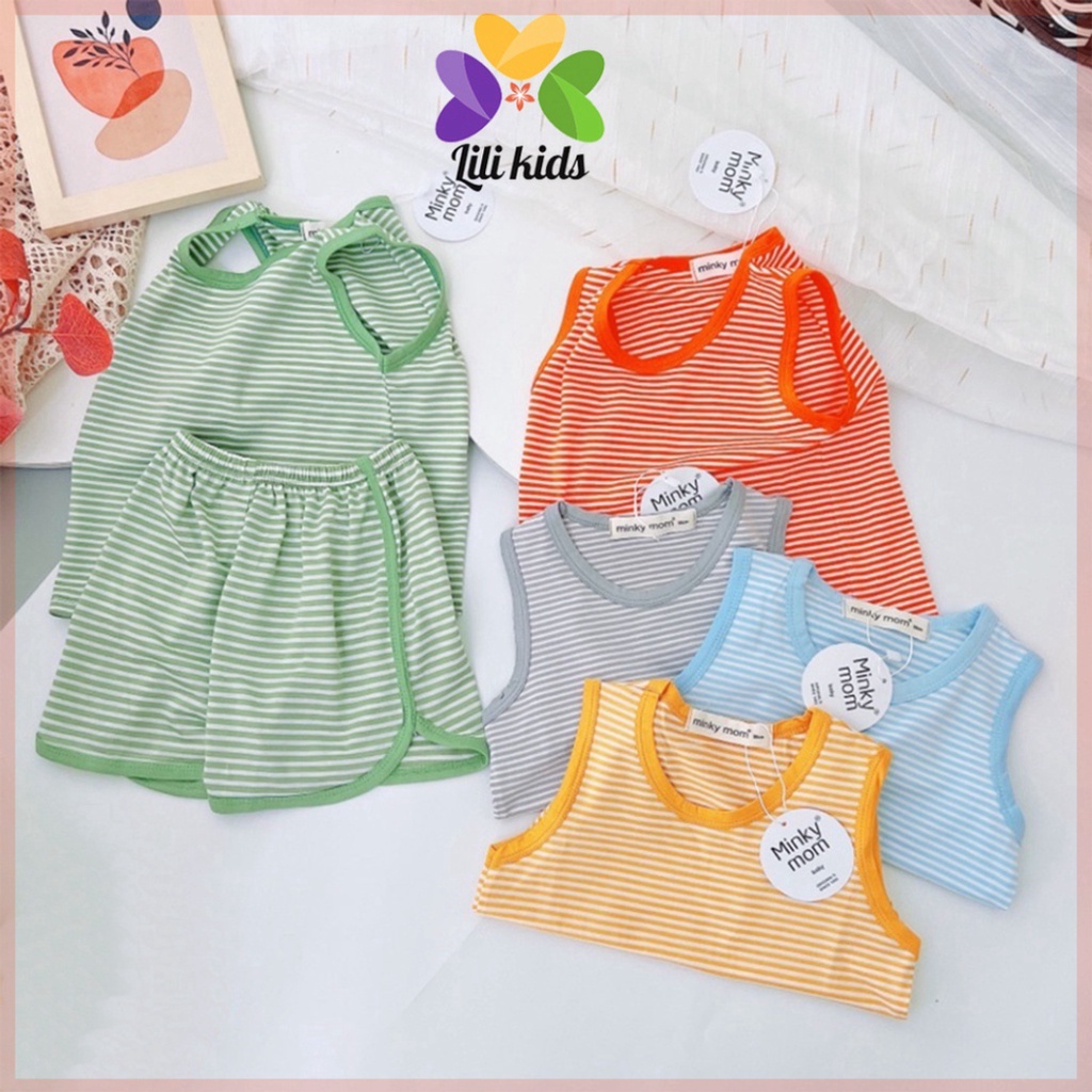 Bộ ba lỗ bé trai bé gái LILIKIDS vải thun lạnh kẻ nhiều màu bộ quần áo cho bé 3 lỗ mặc hè thoáng mát BBL05