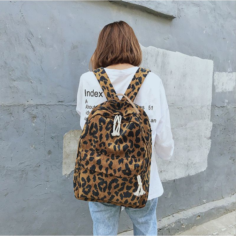 Balo Ulzzang họa tiết leopard phong cách Hàn Quốc xinh xắn - Cặp đi học cho nam nữ kèm ngăn sau siêu tiện lợi